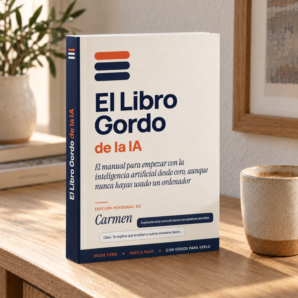 El Libro Gordo de la IA en rústica, con su lomo y la portada personalizada